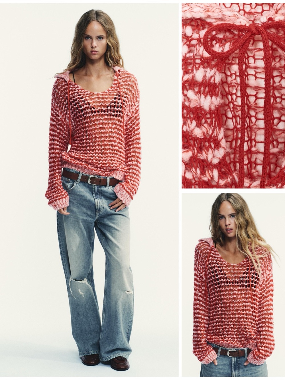 ZARA ~ Open Knit Polo Sweater